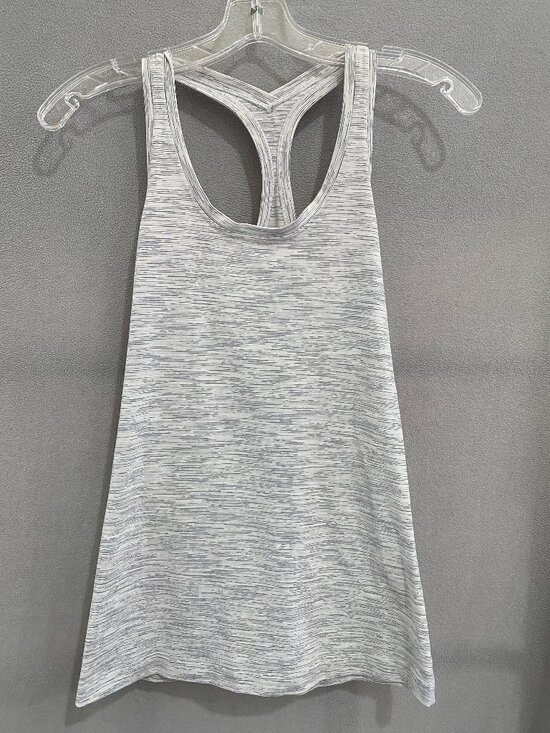lululemon athletica Tops - Lululemon White Gray Striped Racerback Tank Top Athletic Yoga Workout Top